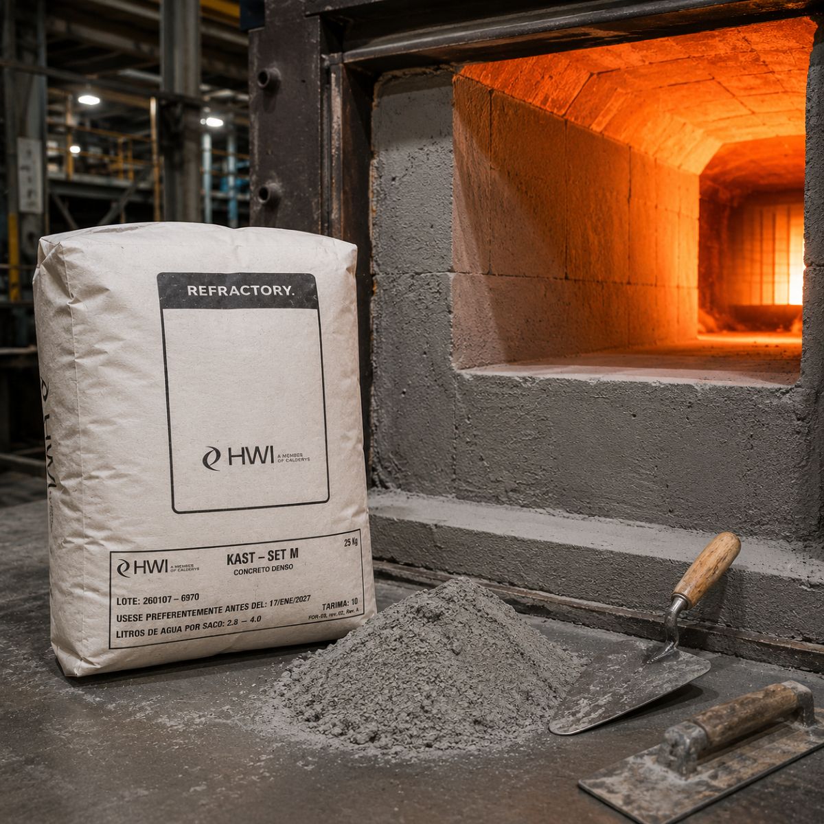 Concreto refractario KAST SET M para hornos y revestimientos industriales hasta 1425 °C